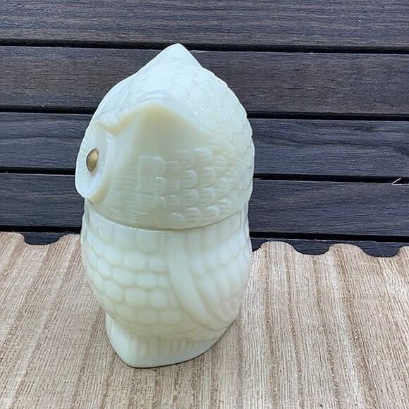 Avon Vintage Sachet Milk Glass Rose Cream Empty Owl - Picture 5 of 7